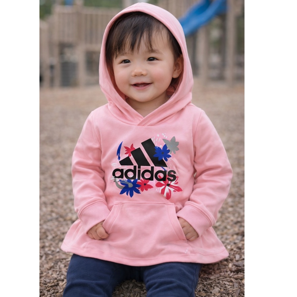 Adidas Infant Pink Floral Graphic Hooded Top